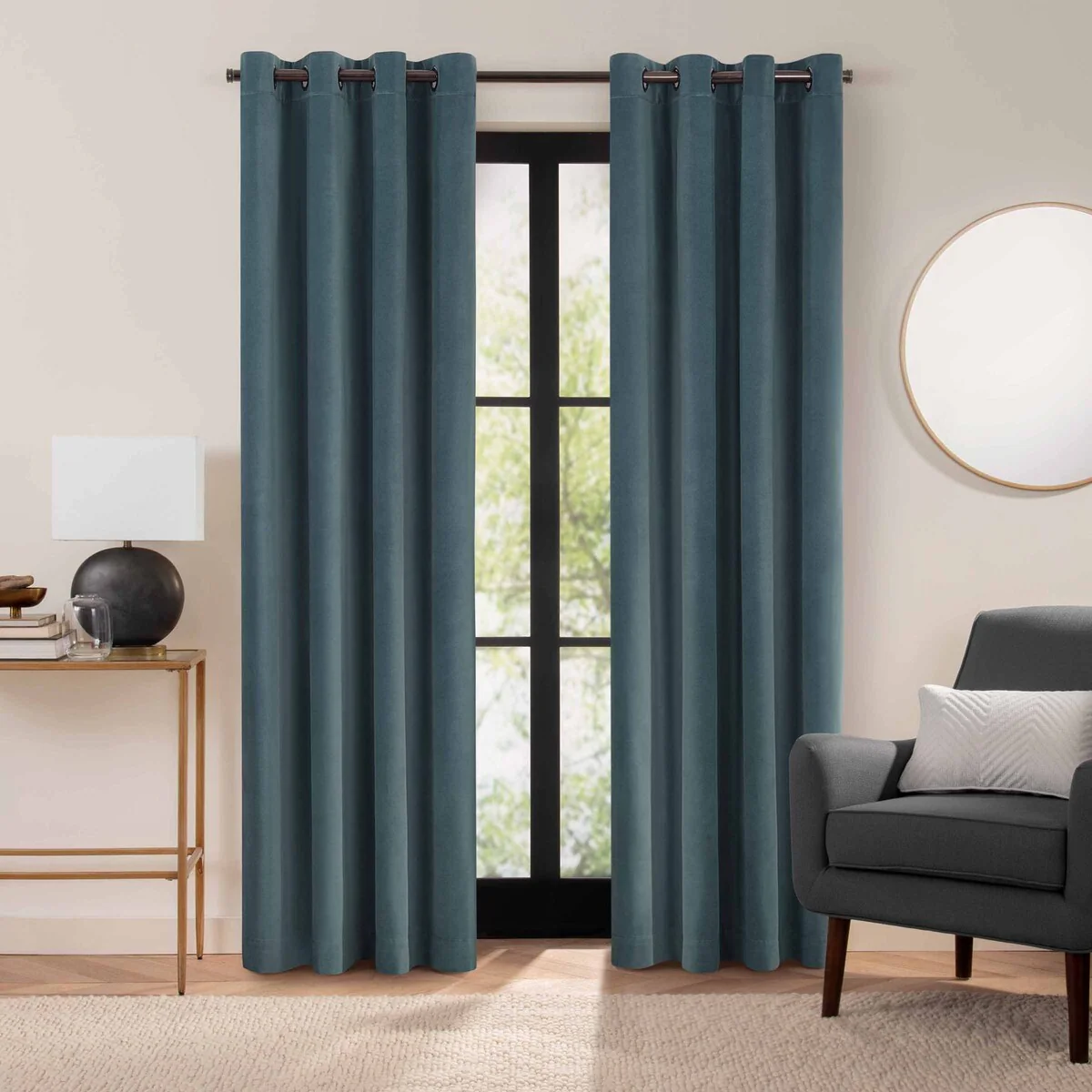Luxury Cotton Velvet 100% Blackout Grommet Curtain Window Panel