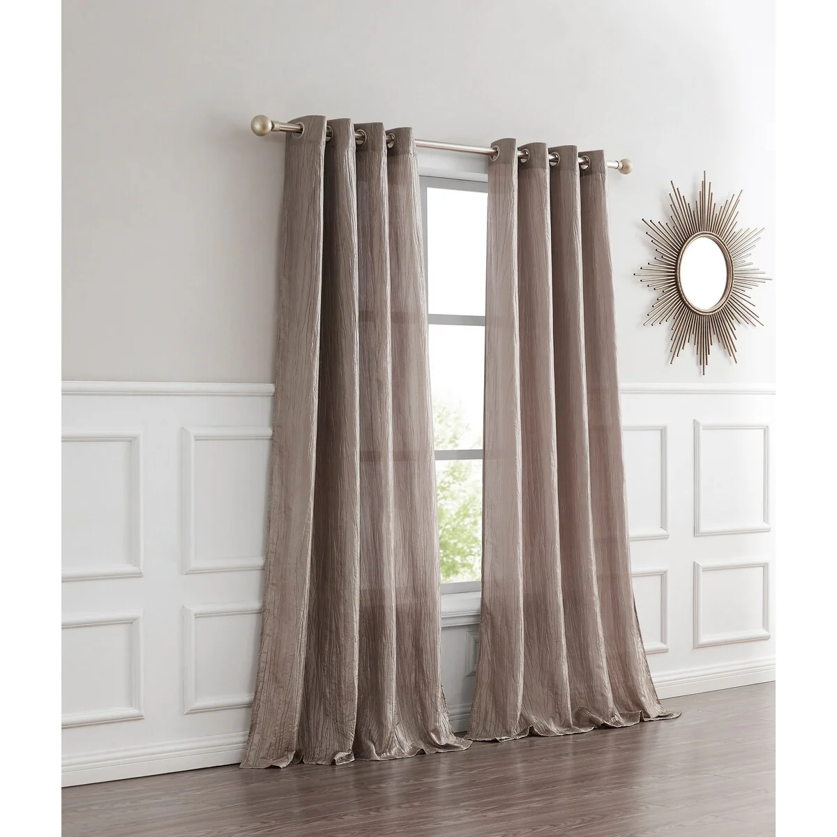Crushed Silk Light Filtering Grommet Single Panel Extra Wide Curtains
