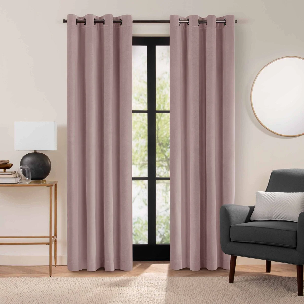 Luxury Cotton Velvet 100% Blackout Grommet Curtain Window Panel