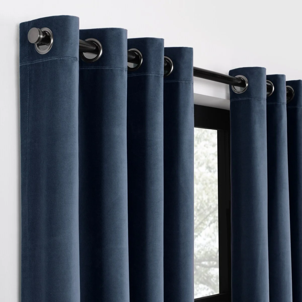 Luxury Cotton Velvet 100% Blackout Grommet Curtain Window Panel
