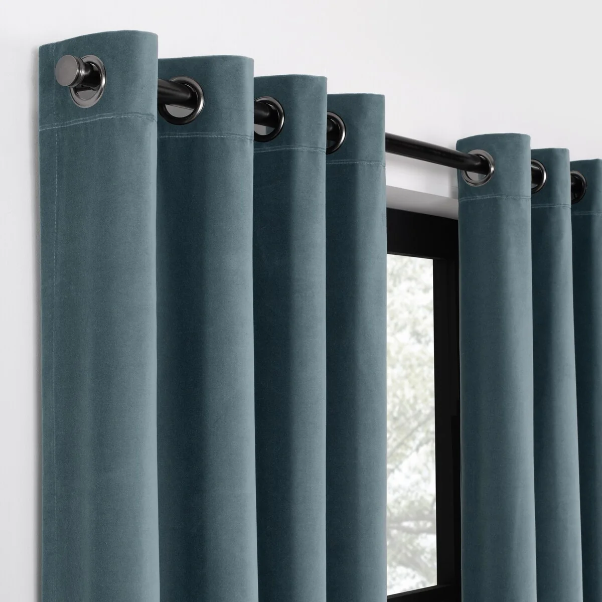 Luxury Cotton Velvet 100% Blackout Grommet Curtain Window Panel