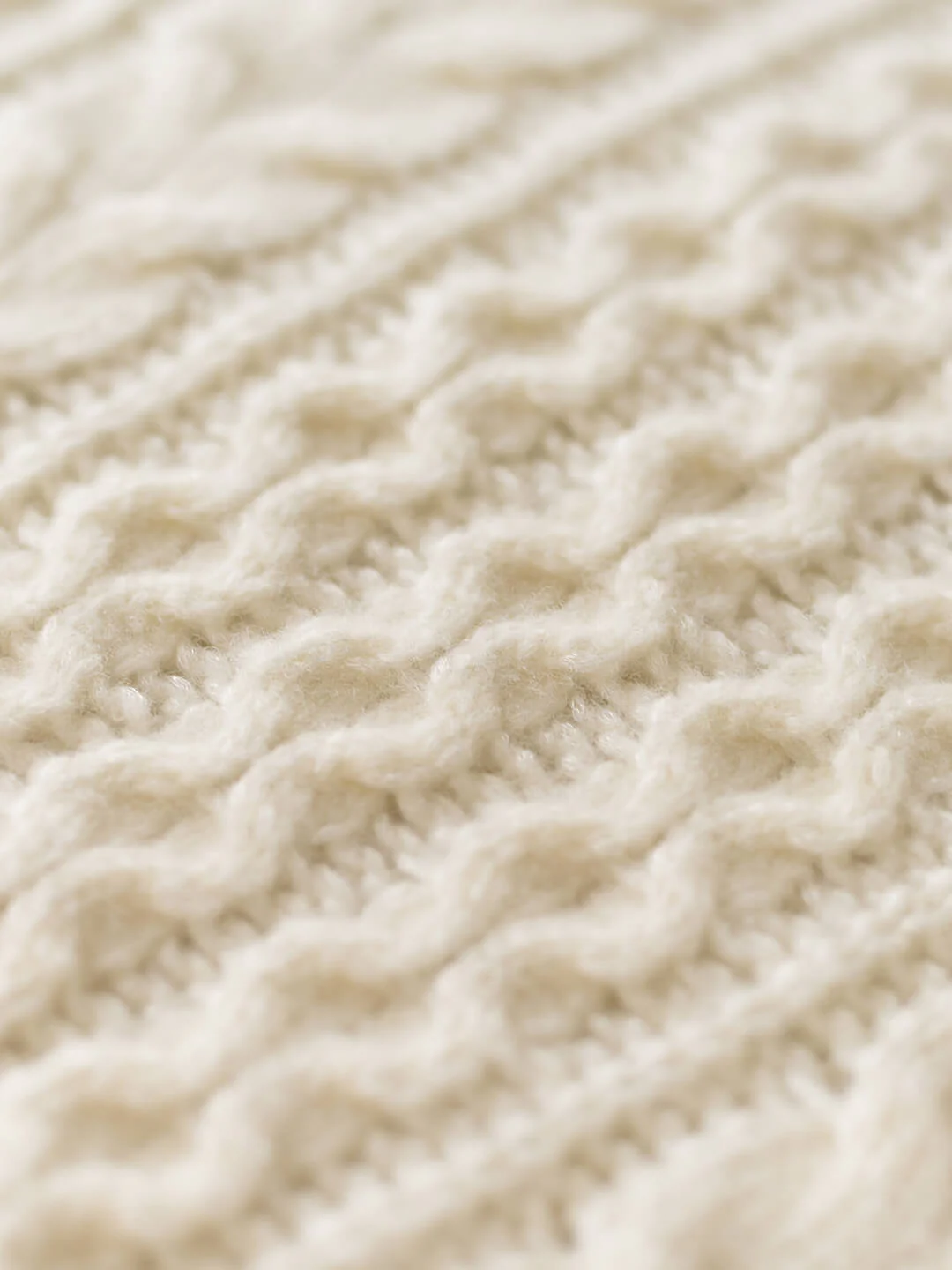 Cable White Irish Knit Wool Sweater