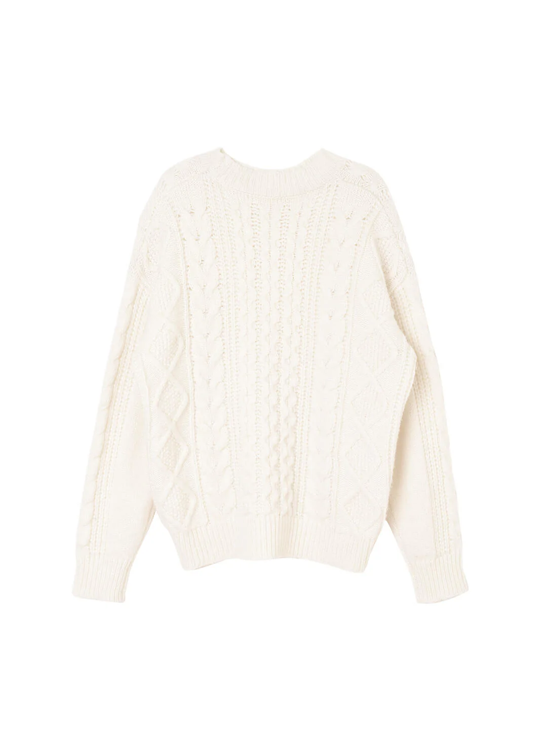 Cable White Irish Knit Wool Sweater