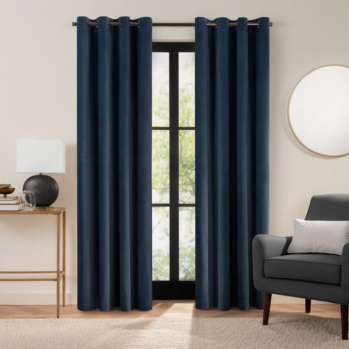 Luxury Cotton Velvet 100% Blackout Grommet Curtain Window Panel