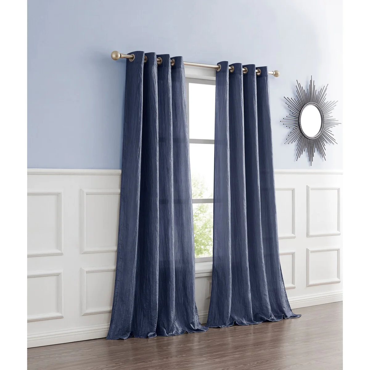 Crushed Silk Light Filtering Grommet Single Panel Extra Wide Curtains