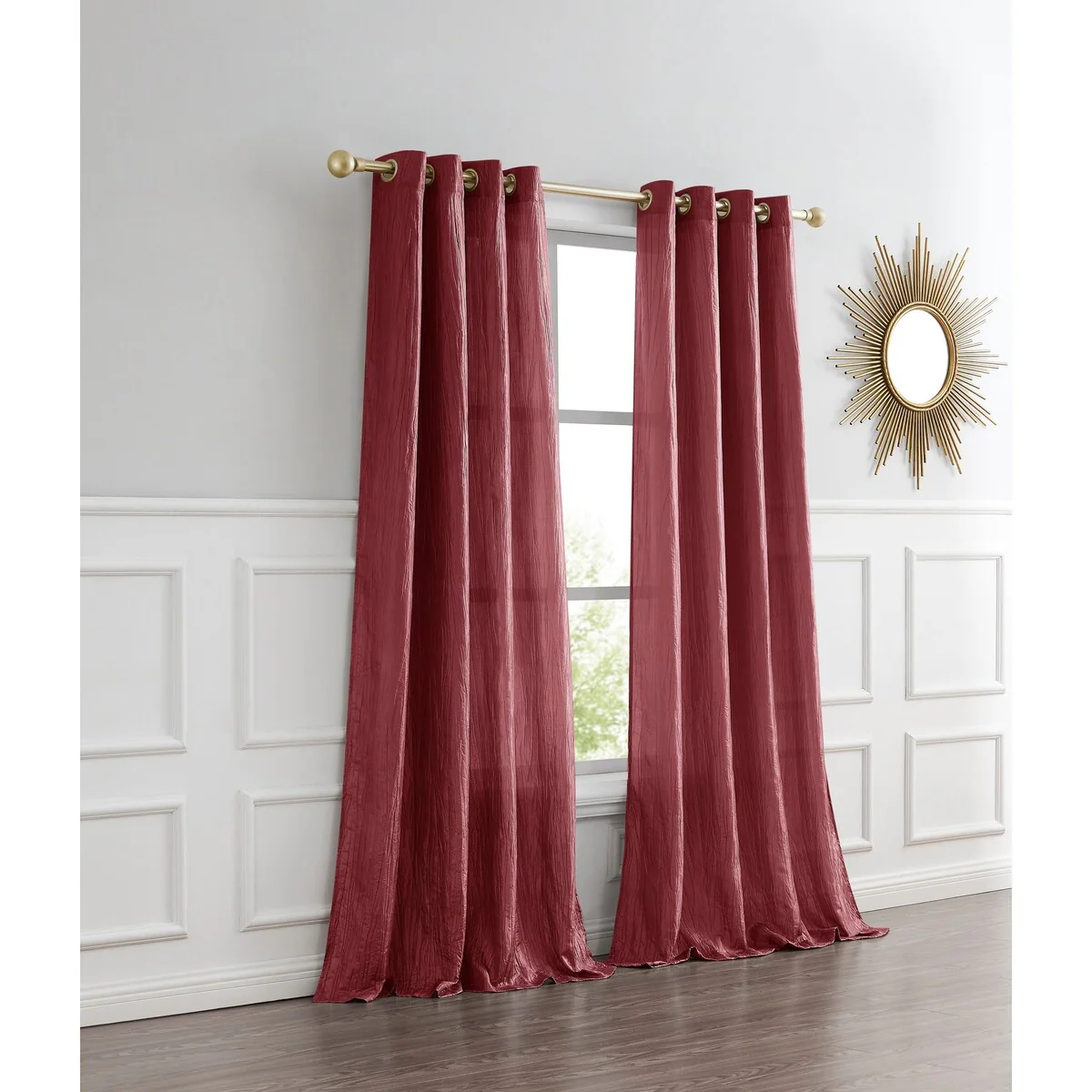 Crushed Silk Light Filtering Grommet Single Panel Extra Wide Curtains
