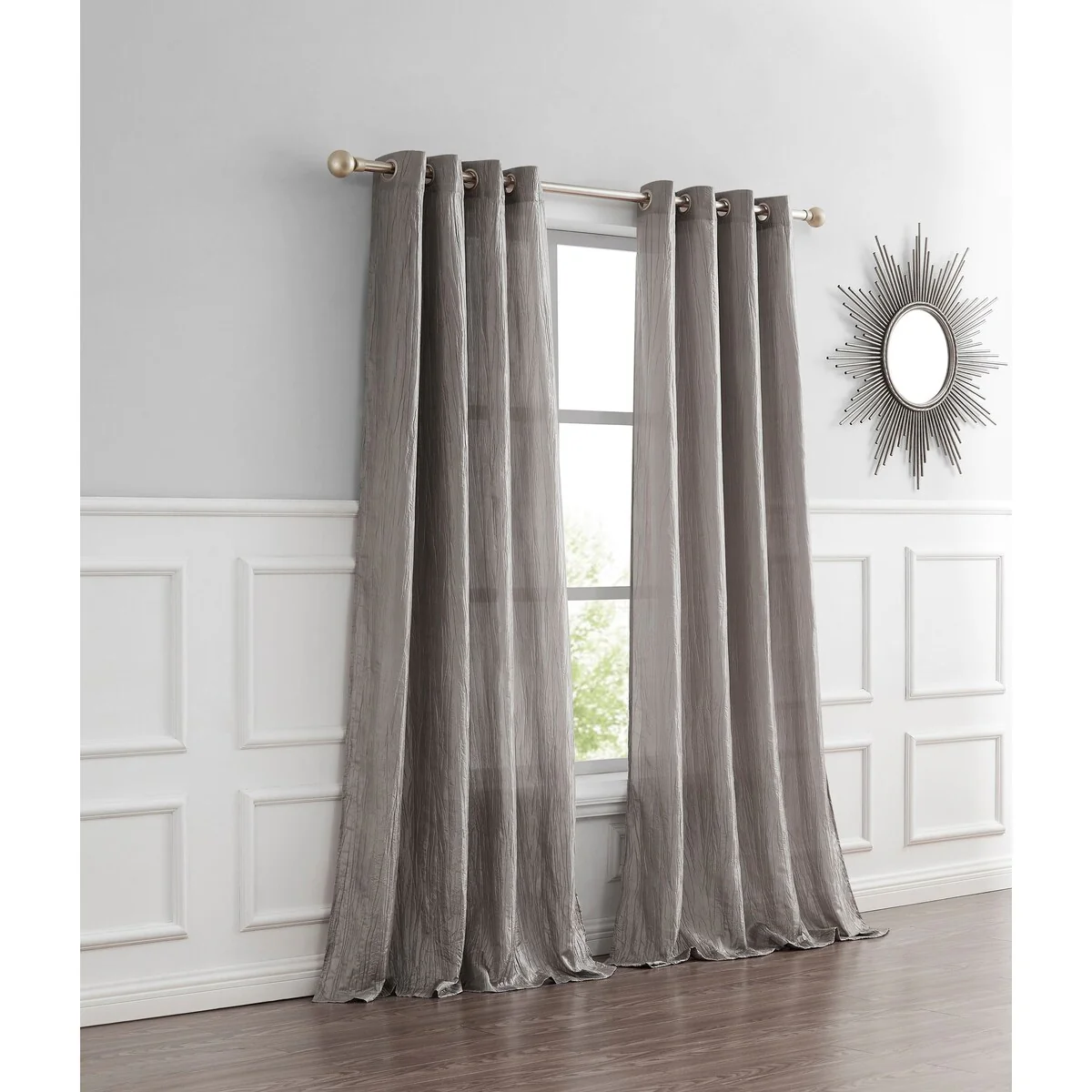 Crushed Silk Light Filtering Grommet Single Panel Extra Wide Curtains