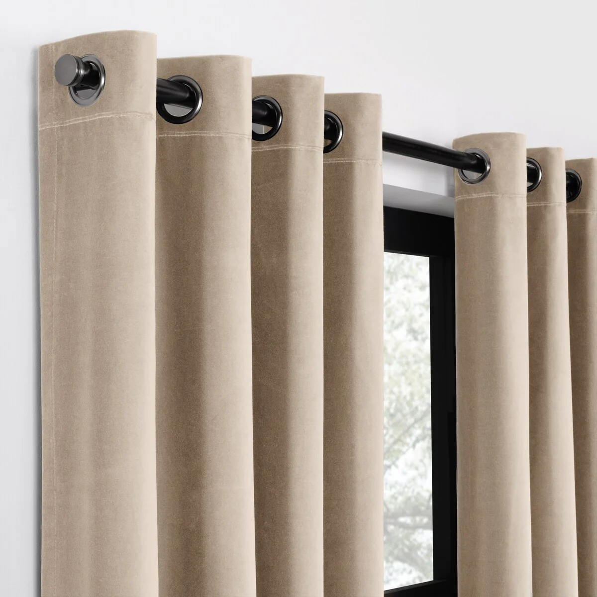 Luxury Cotton Velvet 100% Blackout Grommet Curtain Window Panel