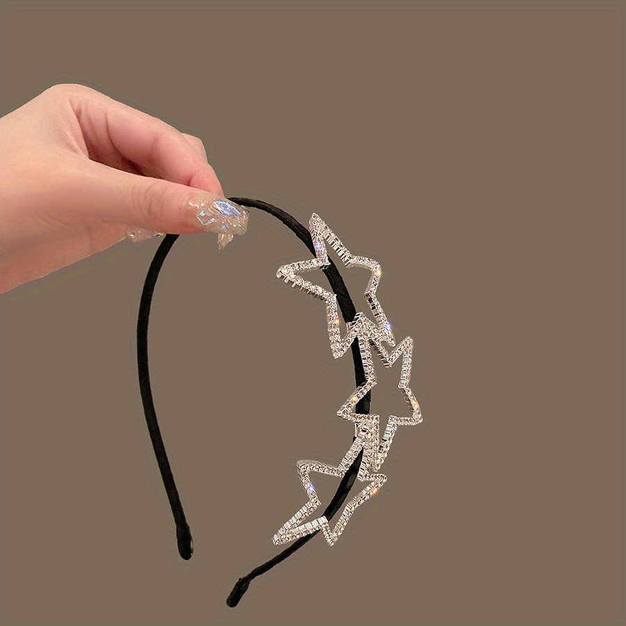 Children's Starry Rhinestone Headband ?1pc Luxurious Hollowed-Out Five-Point Star Hairband, Iron Material, for Girls Ages 3-14 ?Fashionable Y2K Hair Accessory for Securing Hair