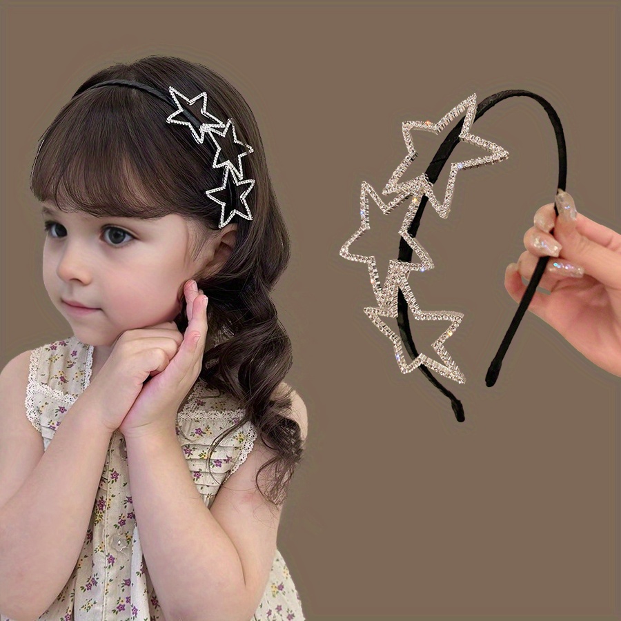 Children's Starry Rhinestone Headband ?1pc Luxurious Hollowed-Out Five-Point Star Hairband, Iron Material, for Girls Ages 3-14 ?Fashionable Y2K Hair Accessory for Securing Hair