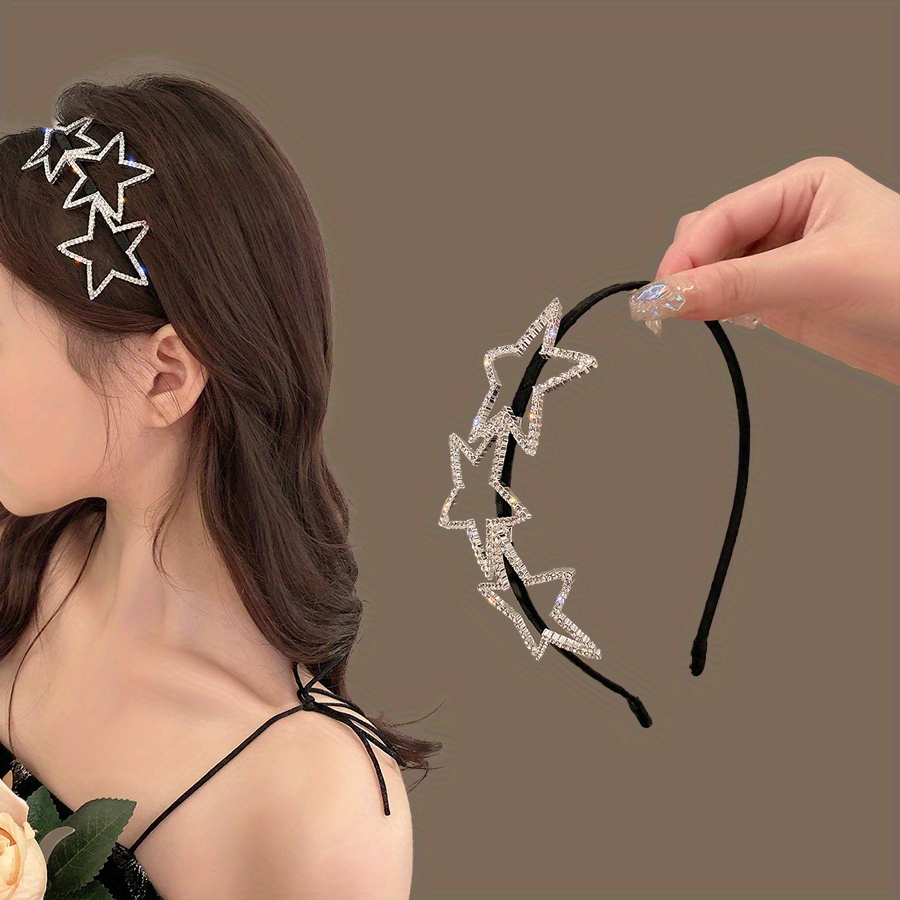 Children's Starry Rhinestone Headband ?1pc Luxurious Hollowed-Out Five-Point Star Hairband, Iron Material, for Girls Ages 3-14 ?Fashionable Y2K Hair Accessory for Securing Hair