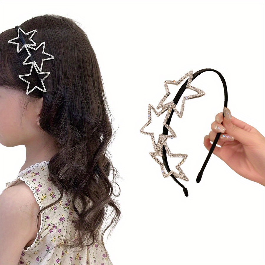 Children's Starry Rhinestone Headband ?1pc Luxurious Hollowed-Out Five-Point Star Hairband, Iron Material, for Girls Ages 3-14 ?Fashionable Y2K Hair Accessory for Securing Hair
