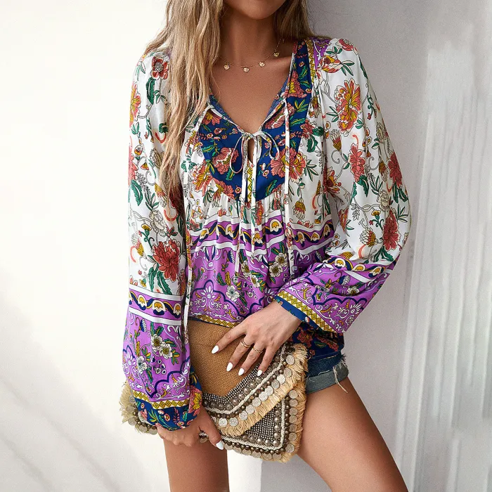 Women's Casual Long Sleeve Printed Blouse