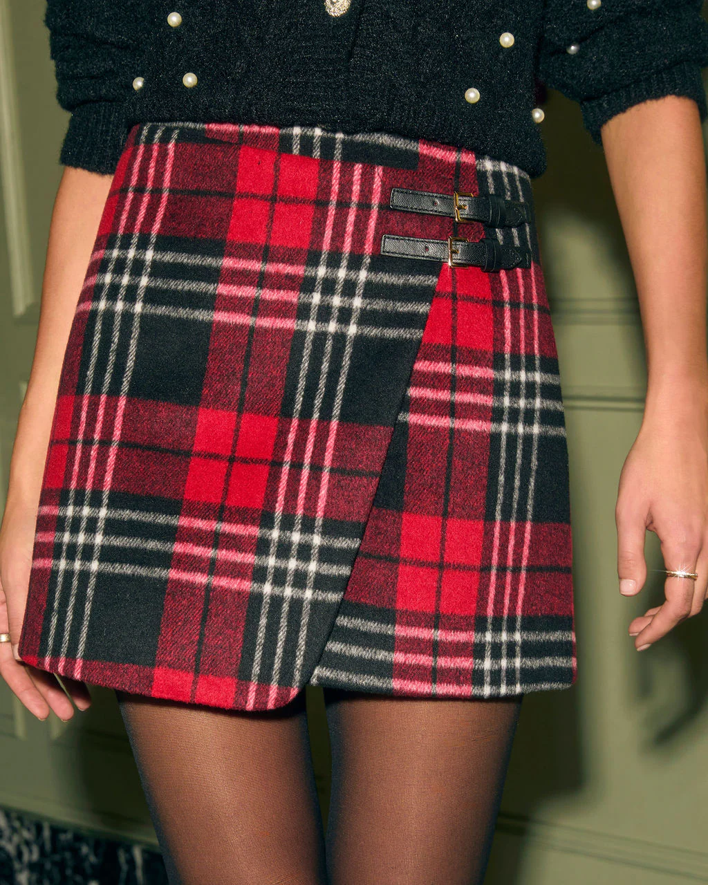 Hearth Wrap Plaid Mini Skirt