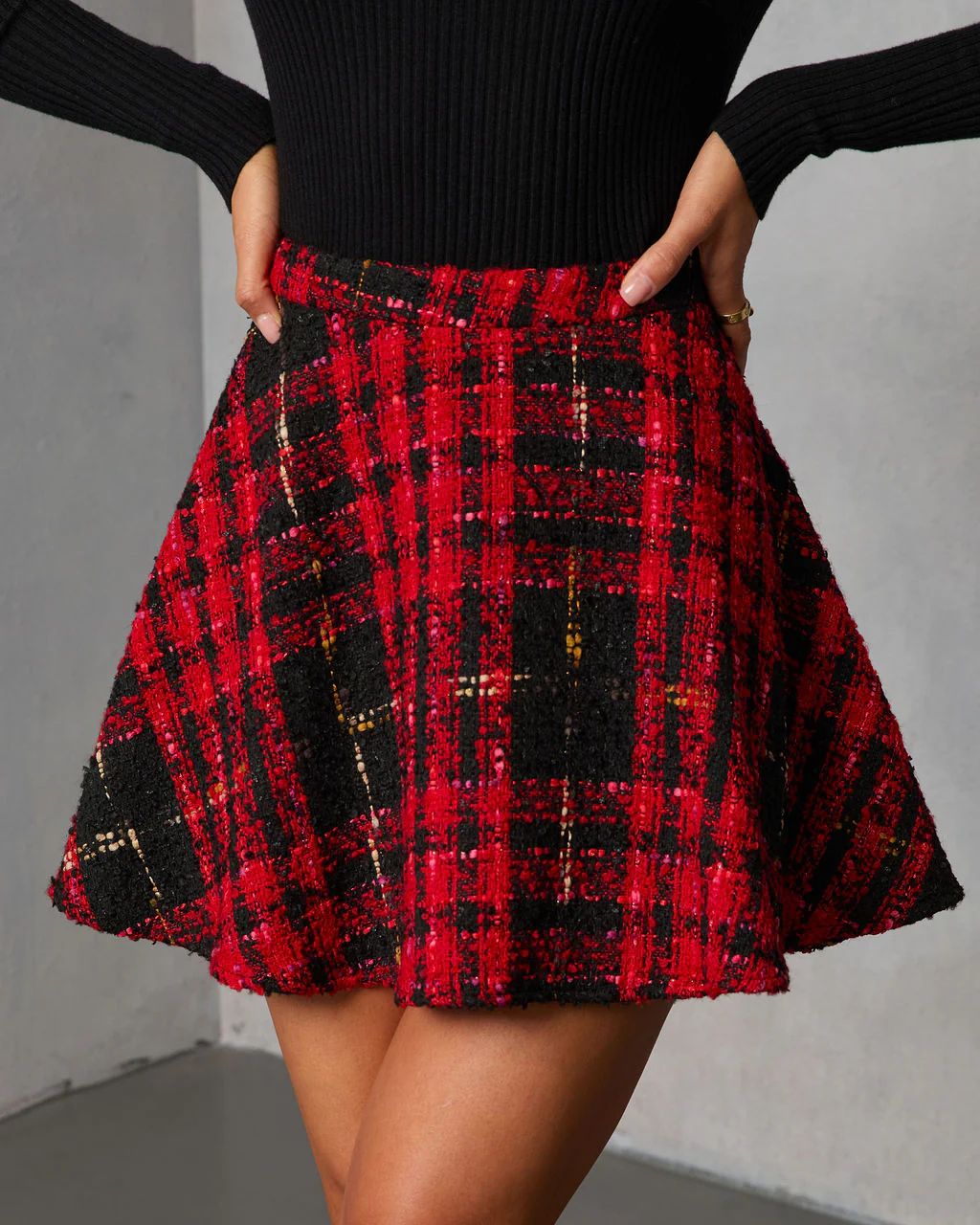 Manor Tweed Plaid Mini Skirt