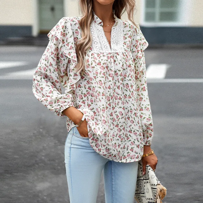 Women's Floral Casual Elegant Long Sleeve Blouse